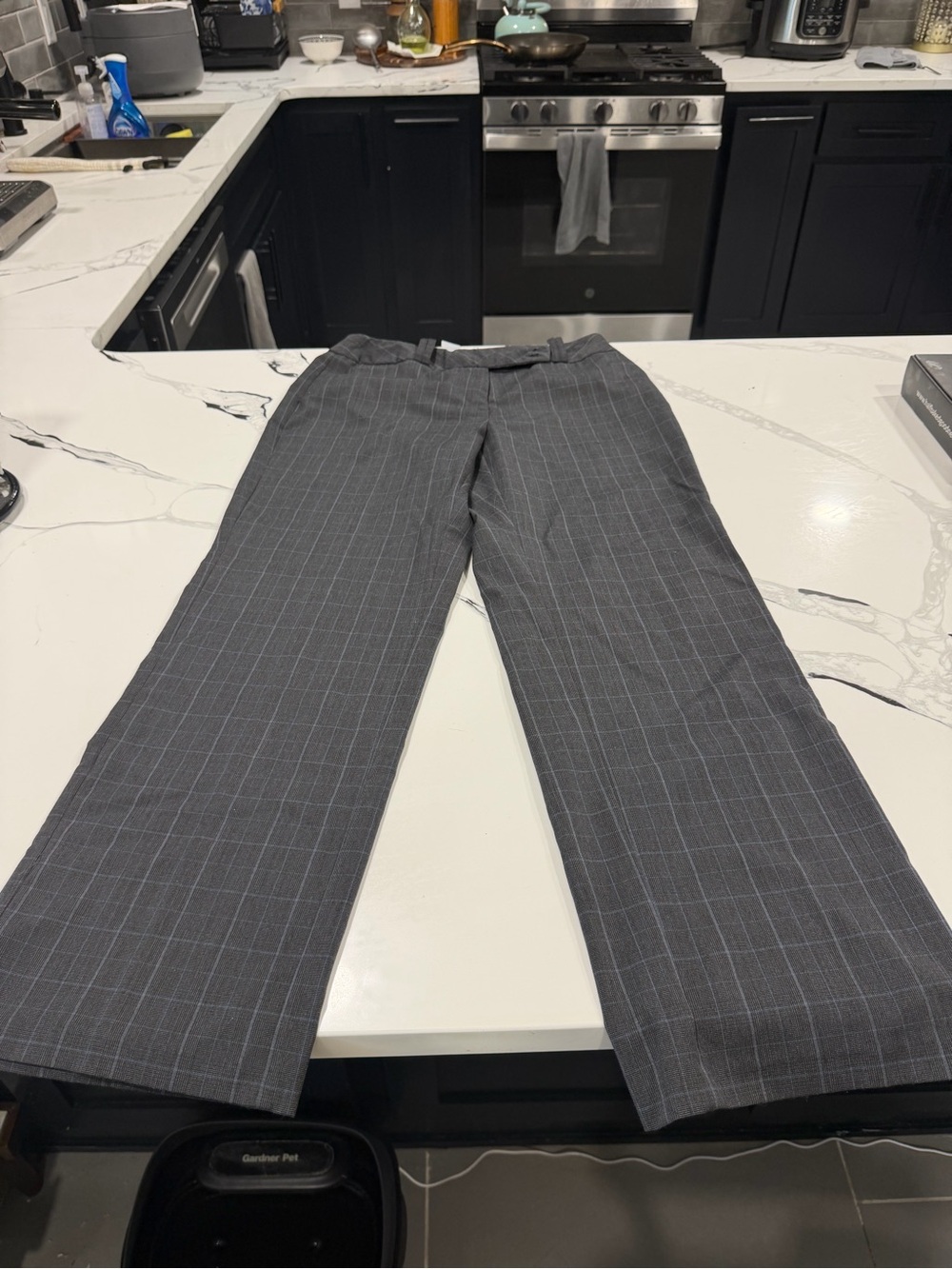 Women’s Gray Windowpane Dress Pants